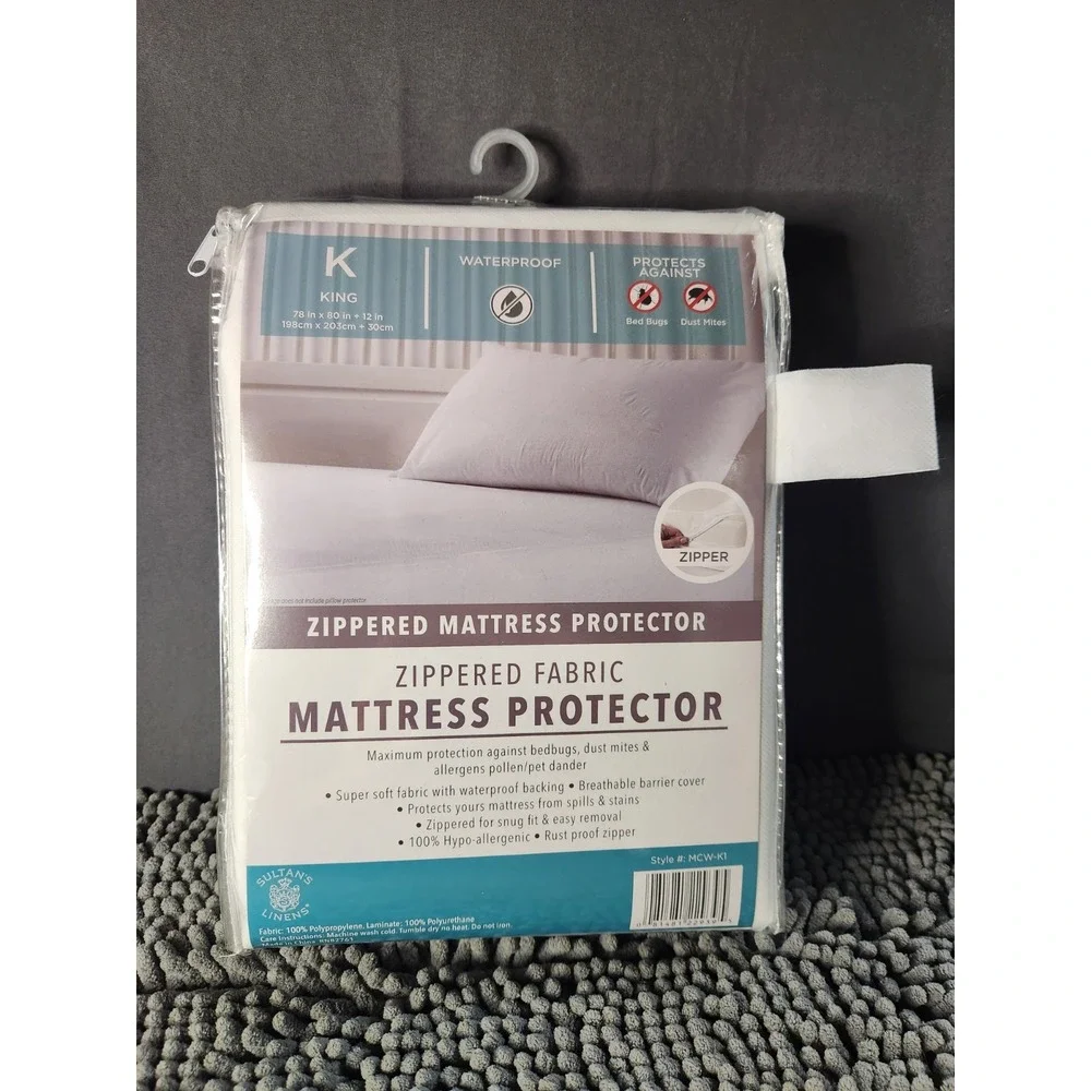Sultan's Zippered‎ FABRIC Mattress Cover Waterproof Bug Free KING SIZE~NEW!